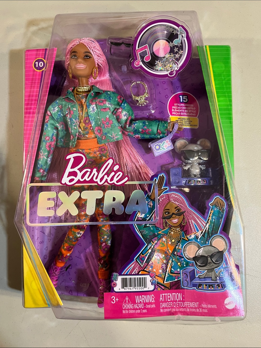 Barbie Extra Doll with Pink Hair and Multicolor Outfit